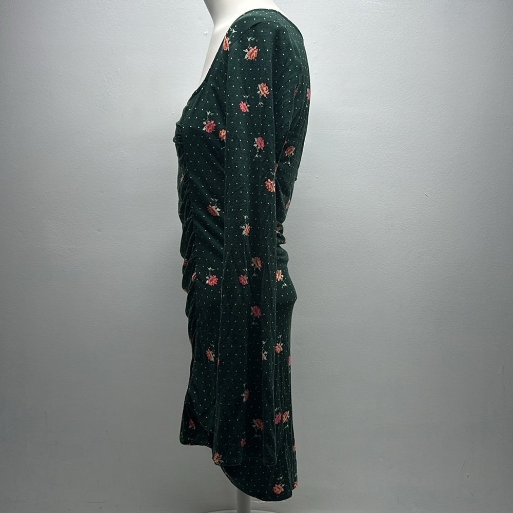 Free People Celia Mini Dress Long Sleeve Stretch Floral Green New Size Small - Picture 5 of 9
